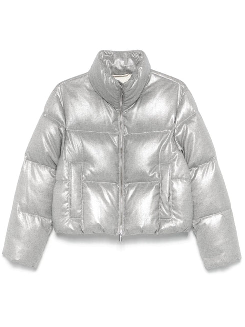 lamé-effect puffer jacket